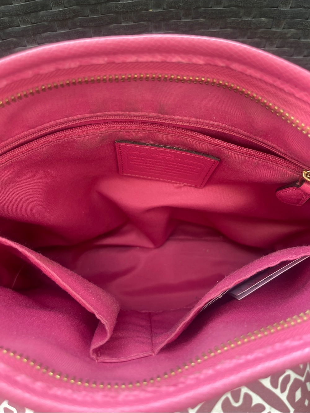 Coach Signature Crossbody with Pink Trim slight wear on the corners. - Picture 4 of 9